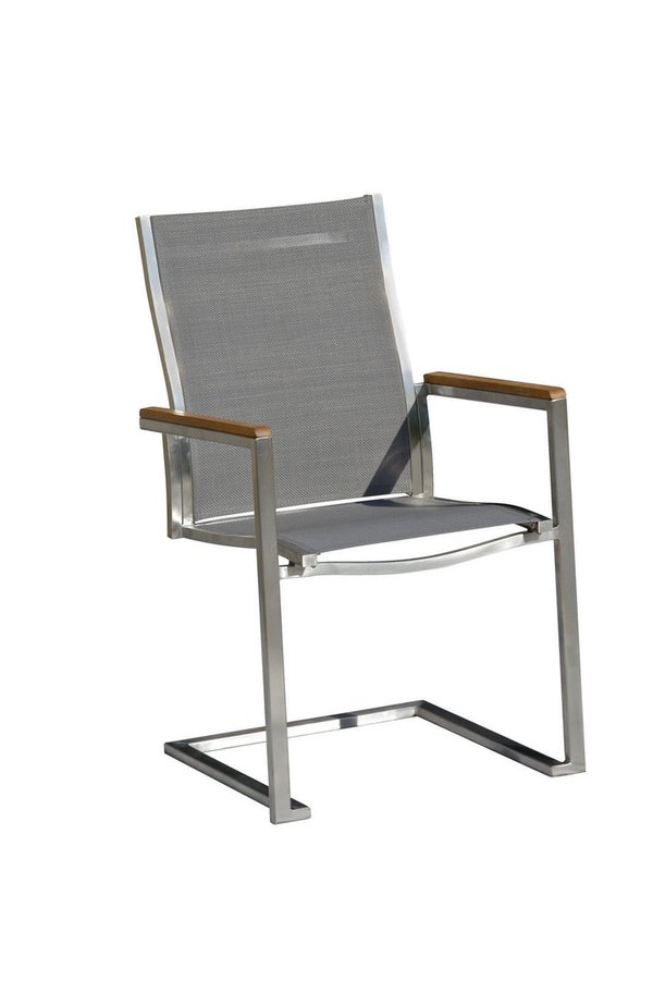 Edelstahl-Freischwing-Sessel Artus mit Textileenbezug