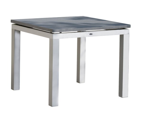 Alu-Stein-Tisch Sina 90x90x76cm silber mit Kunststeinplatte